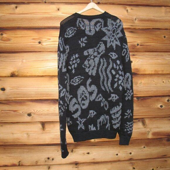 Rare Black Gray Oversize Graphic Sweater - Picture 6 of 8